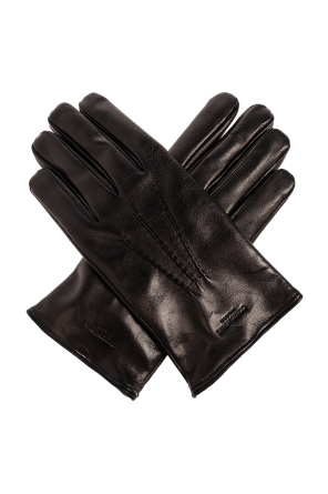 EMPORIO ARMANI 90s レザーグローブ フリース ロゴ glove Emporio Armani Gloves with an application in the shape of a